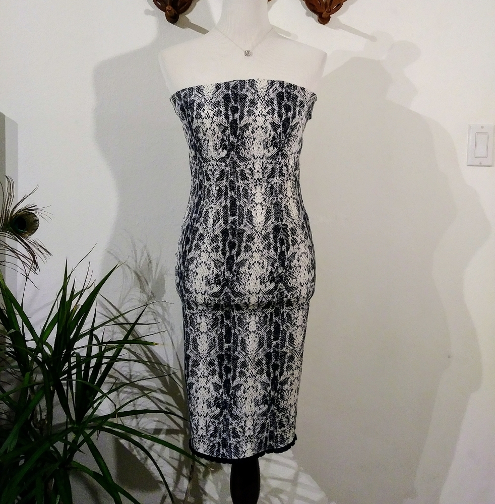 Vintage Snakeskin Strapless Dress